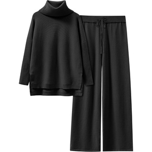 image:imageANRABESS Womens Oversized Turtleneck Sweater SetsBlack
