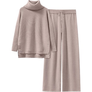 image:imageANRABESS Womens Oversized Turtleneck Sweater SetsCamel