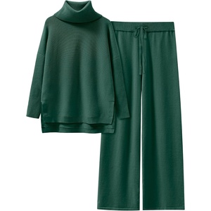image:imageANRABESS Womens Oversized Turtleneck Sweater SetsDark Green