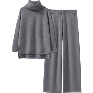 image:imageANRABESS Womens Oversized Turtleneck Sweater SetsDark Grey