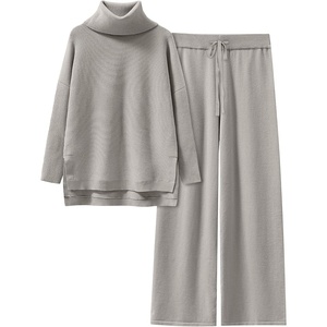 image:imageANRABESS Womens Oversized Turtleneck Sweater SetsGray Apricort