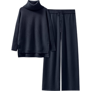 image:imageANRABESS Womens Oversized Turtleneck Sweater SetsNavy Blue