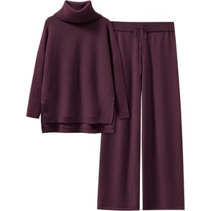 image:imageANRABESS Womens Oversized Turtleneck Sweater SetsWine Red