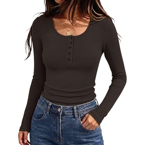 image:imageANRABESS Womens Thermal Shirts Henley Long Sleeve Fleece Tops Basic TeeDeep Brown