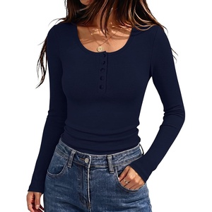 image:imageANRABESS Womens Thermal Shirts Henley Long Sleeve Fleece Tops Basic TeeNavy Blue