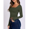 image:imageANRABESS Long Sleeve Shirts for Women Double Lined Crop TopsArmy Green