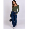 image:imageANRABESS Long Sleeve Shirts for Women Double Lined Crop TopsArmy Green