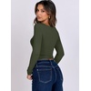 image:imageANRABESS Long Sleeve Shirts for Women Double Lined Crop TopsArmy Green