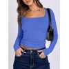 image:imageANRABESS Long Sleeve Shirts for Women Double Lined Crop TopsBlue