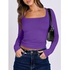 image:imageANRABESS Long Sleeve Shirts for Women Double Lined Crop TopsBright Purple