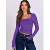 image:imageANRABESS Long Sleeve Shirts for Women Double Lined Crop TopsBright Purple