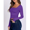 image:imageANRABESS Long Sleeve Shirts for Women Double Lined Crop TopsBright Purple