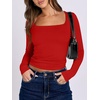 image:imageANRABESS Long Sleeve Shirts for Women Double Lined Crop TopsBright Red