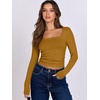 image:imageANRABESS Long Sleeve Shirts for Women Double Lined Crop TopsCaramel
