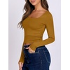 image:imageANRABESS Long Sleeve Shirts for Women Double Lined Crop TopsCaramel