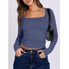 image:imageANRABESS Long Sleeve Shirts for Women Double Lined Crop TopsHaze Blue