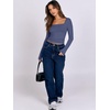 image:imageANRABESS Long Sleeve Shirts for Women Double Lined Crop TopsHaze Blue