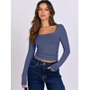 image:imageANRABESS Long Sleeve Shirts for Women Double Lined Crop TopsHaze Blue