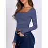 image:imageANRABESS Long Sleeve Shirts for Women Double Lined Crop TopsHaze Blue