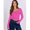 image:imageANRABESS Long Sleeve Shirts for Women Double Lined Crop TopsHot Pink