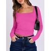 image:imageANRABESS Long Sleeve Shirts for Women Double Lined Crop TopsHot Pink