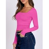 image:imageANRABESS Long Sleeve Shirts for Women Double Lined Crop TopsHot Pink