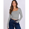 image:imageANRABESS Long Sleeve Shirts for Women Double Lined Crop TopsLight Gray