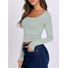 image:imageANRABESS Long Sleeve Shirts for Women Double Lined Crop TopsLight Green