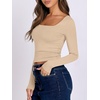 image:imageANRABESS Long Sleeve Shirts for Women Double Lined Crop TopsLight Khaki
