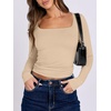 image:imageANRABESS Long Sleeve Shirts for Women Double Lined Crop TopsLight Khaki