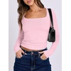image:imageANRABESS Long Sleeve Shirts for Women Double Lined Crop TopsLight Pink