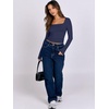 image:imageANRABESS Long Sleeve Shirts for Women Double Lined Crop TopsNavy Blue