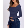 image:imageANRABESS Long Sleeve Shirts for Women Double Lined Crop TopsNavy Blue