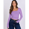 image:imageANRABESS Long Sleeve Shirts for Women Double Lined Crop TopsPurple