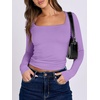 image:imageANRABESS Long Sleeve Shirts for Women Double Lined Crop TopsPurple