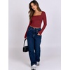 image:imageANRABESS Long Sleeve Shirts for Women Double Lined Crop TopsRed