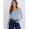 image:imageANRABESS Long Sleeve Shirts for Women Double Lined Crop TopsSky