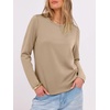 image:imageANRABESS Long Sleeve Shirts for Women Wrinkle Free Crew Neck Fall TopAlmond