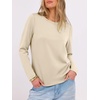 image:imageANRABESS Long Sleeve Shirts for Women Wrinkle Free Crew Neck Fall TopBeige