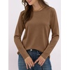 image:imageANRABESS Long Sleeve Shirts for Women Wrinkle Free Crew Neck Fall TopBrown