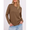 image:imageANRABESS Long Sleeve Shirts for Women Wrinkle Free Crew Neck Fall TopBrown