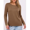 image:imageANRABESS Long Sleeve Shirts for Women Wrinkle Free Crew Neck Fall TopBrown