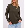 image:imageANRABESS Long Sleeve Shirts for Women Wrinkle Free Crew Neck Fall TopDark Brown