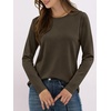 image:imageANRABESS Long Sleeve Shirts for Women Wrinkle Free Crew Neck Fall TopDark Brown