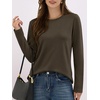 image:imageANRABESS Long Sleeve Shirts for Women Wrinkle Free Crew Neck Fall TopDark Brown