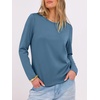 image:imageANRABESS Long Sleeve Shirts for Women Wrinkle Free Crew Neck Fall TopGrey Blue