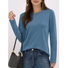 image:imageANRABESS Long Sleeve Shirts for Women Wrinkle Free Crew Neck Fall TopGrey Blue