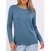 image:imageANRABESS Long Sleeve Shirts for Women Wrinkle Free Crew Neck Fall TopGrey Blue