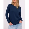 image:imageANRABESS Long Sleeve Shirts for Women Wrinkle Free Crew Neck Fall TopNavy Blue