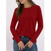 image:imageANRABESS Long Sleeve Shirts for Women Wrinkle Free Crew Neck Fall TopRed